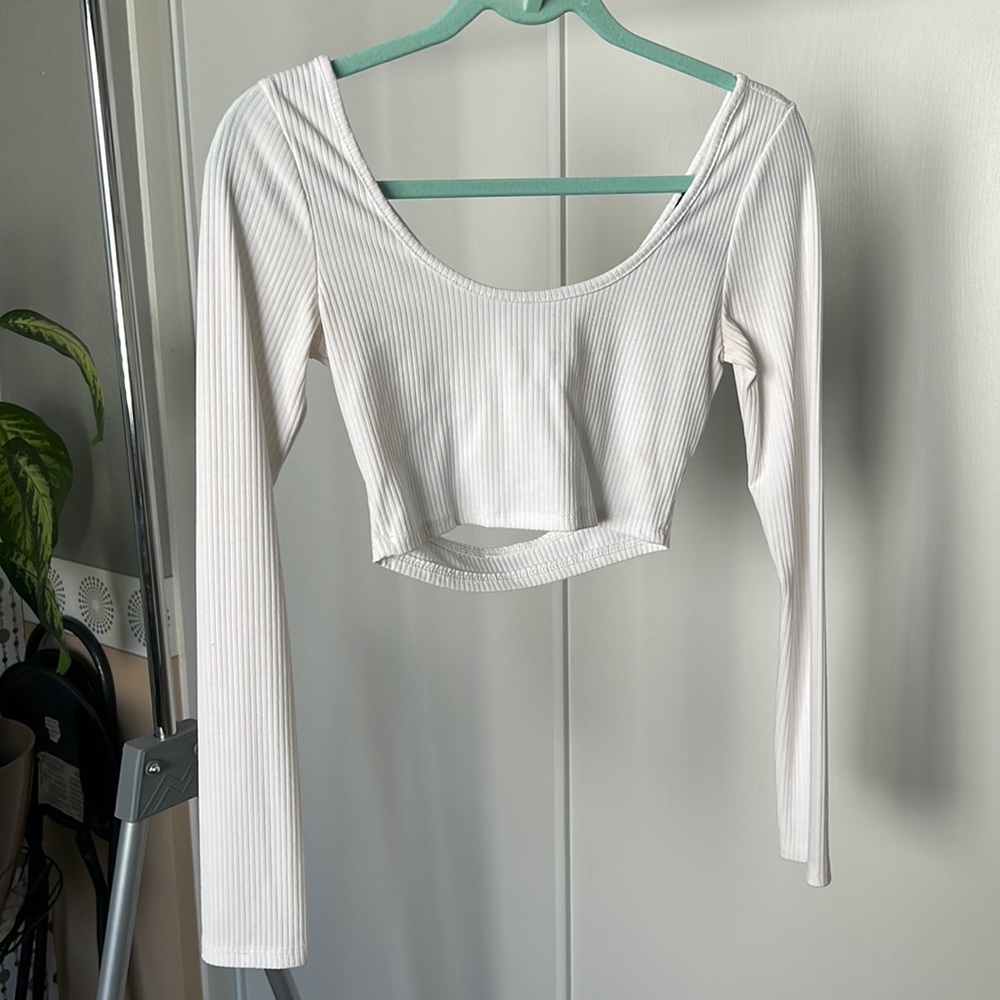 White Long Sleeve Crop Top